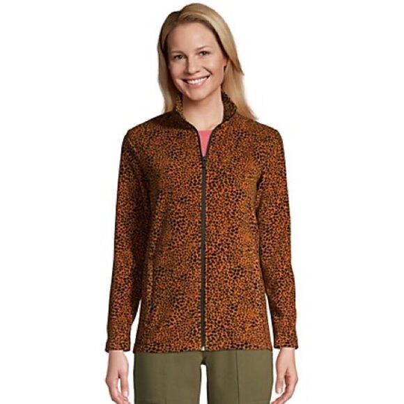 Nwot Land’s End Full Zip Printed Fleece Jacket Size Medium - Picture 1 of 16